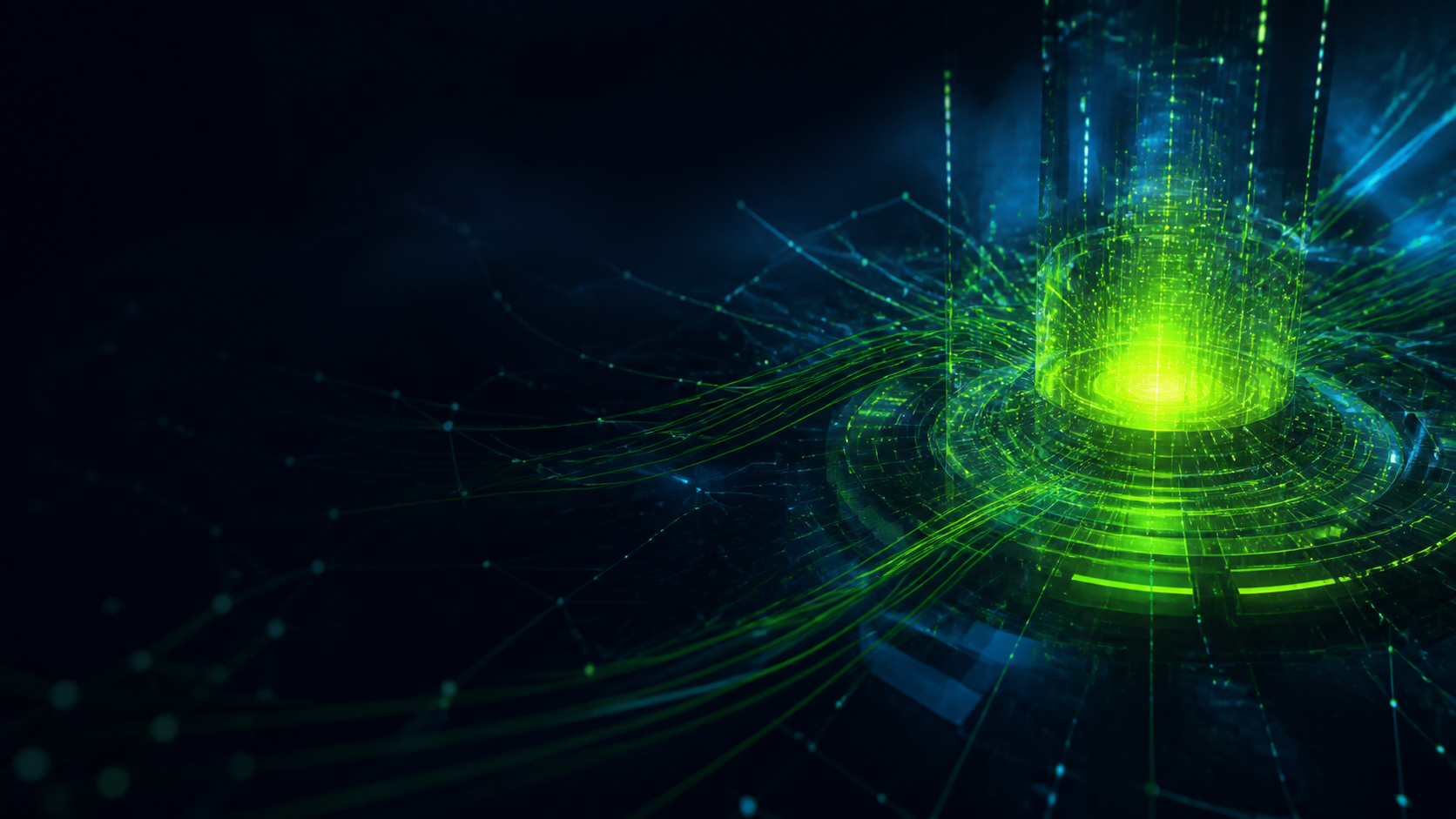 Abstract illuminated cybersecurity data network